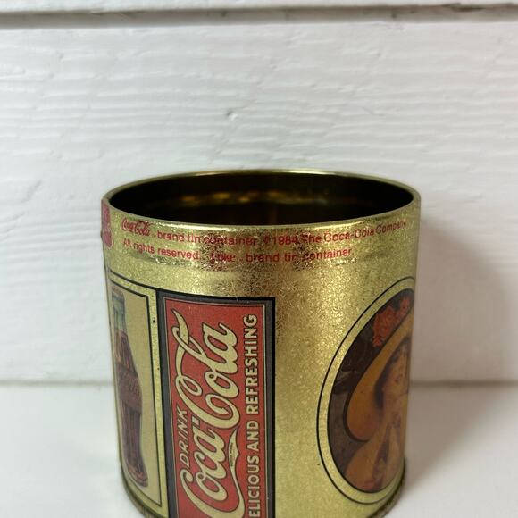 VTG 1984 Coca Cola Gibson Girl Coke Tin Storage Container Cylinder Bristol Ware - Picture 4 of 7